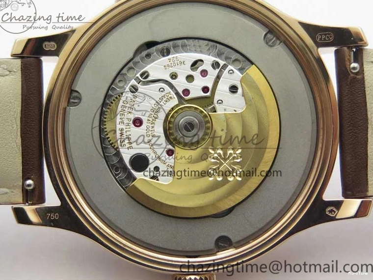 MIROTIME 1219 Calatrava 5524R Pilot Travel Time RG GRF Brown Dial on Brown Leather Strap MIYOTA TopPick 7155